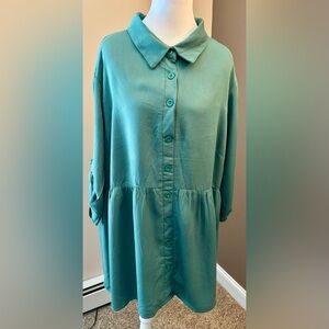 BloomChic Green Boxy Peter Pan Collar Tunic